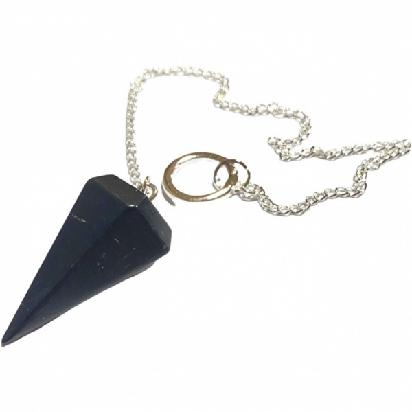 Shungite - Faceted Crystal Pendulum